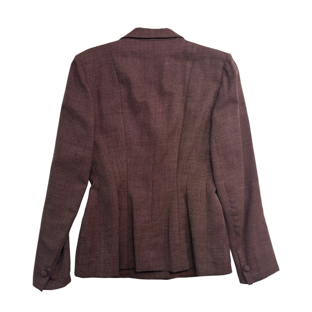 vtg 1940s Womens Small 6 Brown Birdseye Tweed Peplum Tailored Jacket Blazer - Picture 4 of 14